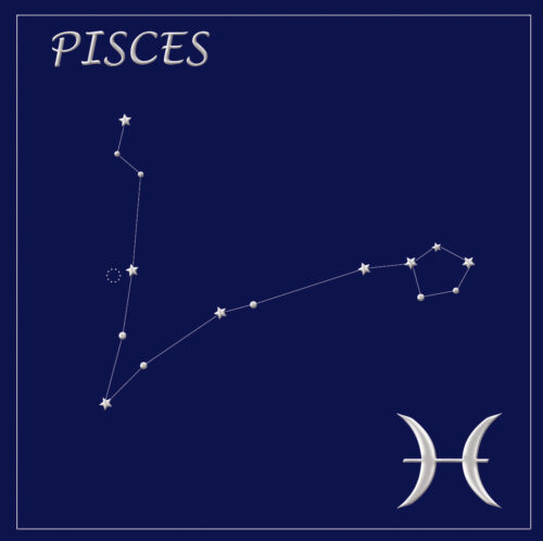 Pisces constellation card